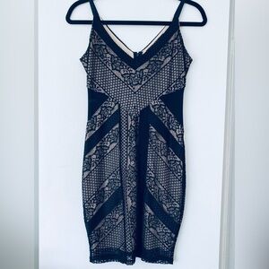 Guess Black and Cream Lace Dress